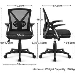 Kelvenix Home Office Chair Computer Mesh Desk Chair in Black - Size: 0.6m2 - thumbnail 2
