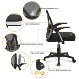 Kelvenix Home Office Chair Computer Mesh Desk Chair in Black - Size: 0.6m2 - thumbnail 3