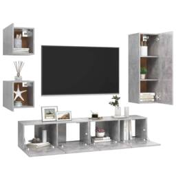 Berkfield Home 5 Piece TV Cabinet Set Concrete Grey Engineered Wood - thumbnail 3