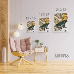 "Artery8 Bright Vintage Butterflies Papillons Canvas Wall Art Print Seguy - Size: W18"" x H24""" - thumbnail 4