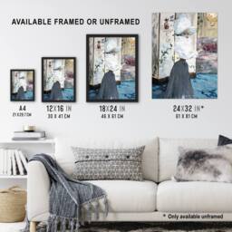 Artery8 Henry Somm Woman & Japanese Folding Screen Framed Wall Art Print - Size: A4 - thumbnail 3