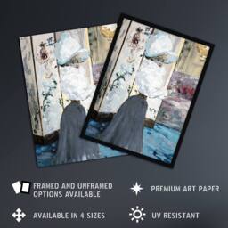 Artery8 Henry Somm Woman & Japanese Folding Screen Framed Wall Art Print - Size: A4 - thumbnail 2