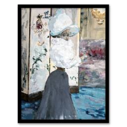Artery8 Henry Somm Woman & Japanese Folding Screen Framed Wall Art Print - Size: A4 - thumbnail 1