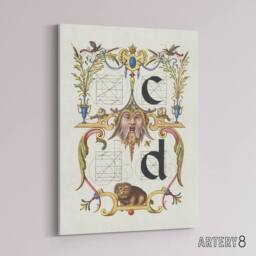 "Artery8 Pictoral Letter Guide C & D Calligraphy Canvas Wall Art Print in White - Size: W12"" x H16""" - thumbnail 2