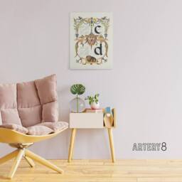 "Artery8 Pictoral Letter Guide C & D Calligraphy Canvas Wall Art Print in White - Size: W12"" x H16""" - thumbnail 3