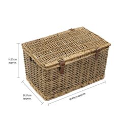 JVL Handmade Buff Wicker Hampers with Faux Leather Straps, Medium, Brown - Size: Medium - thumbnail 8