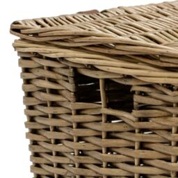 JVL Handmade Buff Wicker Hampers with Faux Leather Straps, Medium, Brown - Size: Medium - thumbnail 5