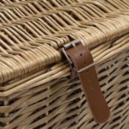JVL Handmade Buff Wicker Hampers with Faux Leather Straps, Medium, Brown - Size: Medium - thumbnail 3
