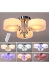Living and Home Round LED Semi Flush Mount Light in White - thumbnail 5