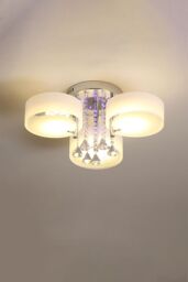Living and Home Round LED Semi Flush Mount Light in White - thumbnail 4