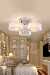 Living and Home Round LED Semi Flush Mount Light in White - thumbnail 2