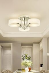 Living and Home Round LED Semi Flush Mount Light in White - thumbnail 3