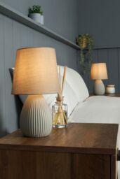 BHS Lighting Freya 2 Pack Ceramic Table Lamps in Grey - thumbnail 4