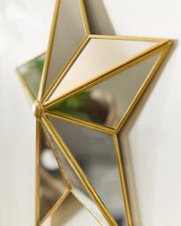 Dibor Traditional Gold Star Shaped Room Decor Wall Mounted Mirror H35cm x W34cm - Size: Small - thumbnail 4