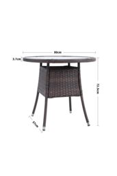 Living and Home 4 Seater Dining Table Garden Wicker Tempered Glass Table with Parasol Hole in Brown - thumbnail 2