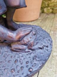 Inspirational Gifting Boy Playing with Frog Garden Ornament Sculpture in Bronze - thumbnail 3
