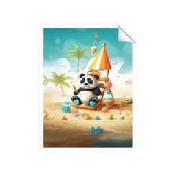 "Warren Reed - Designer Happy Panda On A Beach Holiday Unframed Art Print - Size: W20"" x H30""" - thumbnail 2