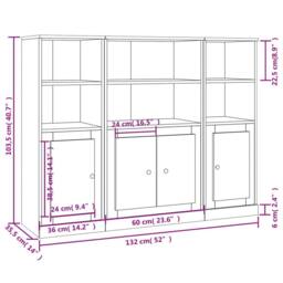 Berkfield Home Highboards 3 pcs Smoked Oak Engineered Wood in Brown - thumbnail 8
