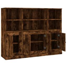 Berkfield Home Highboards 3 pcs Smoked Oak Engineered Wood in Brown - thumbnail 6