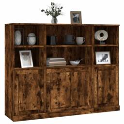 Berkfield Home Highboards 3 pcs Smoked Oak Engineered Wood in Brown - thumbnail 4