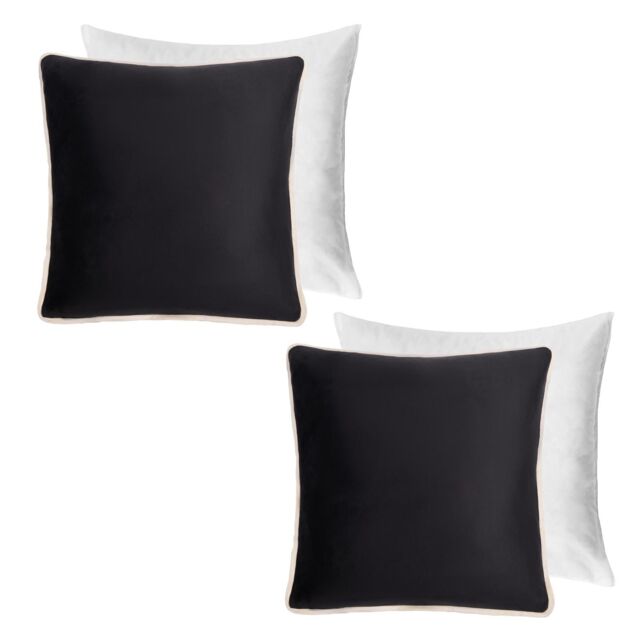 OHS 2 Pack Matte Velvet Piped Filled Cushion Covers Home Decor Set in Black - Size: 45 cm x 45 cm - image 1