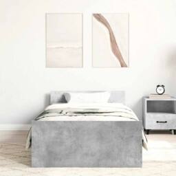 Berkfield Home Bed Frame Concrete Grey 75x190 cm Small Single Engineered Wood - thumbnail 3