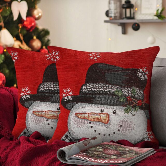Velosso Winter Snowman Christmas Filled Cushion - Size: 43 cm x 43 cm - image 1