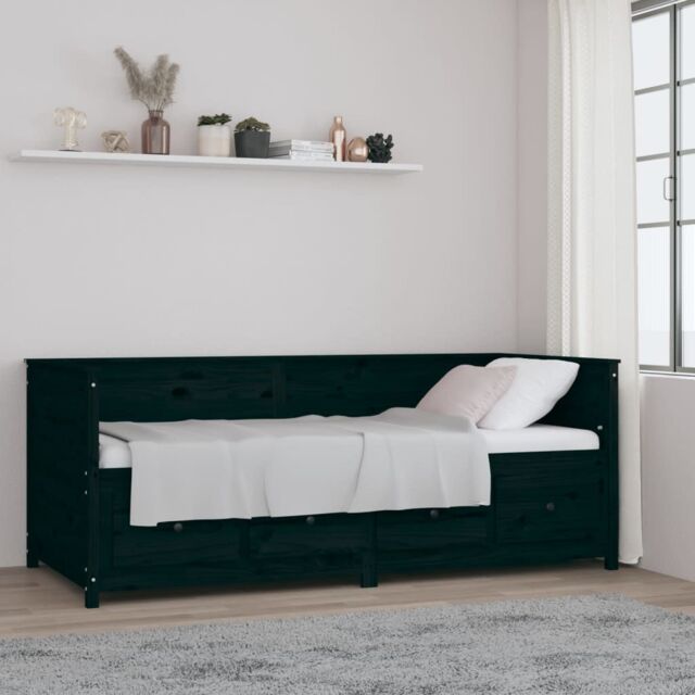 Berkfield Home Day Bed Black 90x200 cm Solid Wood Pine - image 1