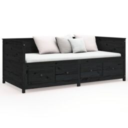 Berkfield Home Day Bed Black 90x200 cm Solid Wood Pine - thumbnail 5