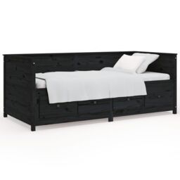 Berkfield Home Day Bed Black 90x200 cm Solid Wood Pine - thumbnail 2