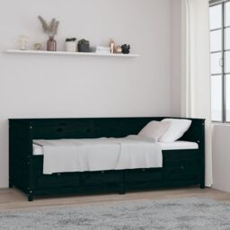Berkfield Home Day Bed Black 90x200 cm Solid Wood Pine - thumbnail 1