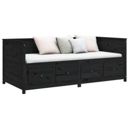 Berkfield Home Day Bed Black 90x200 cm Solid Wood Pine - thumbnail 6