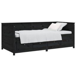 Berkfield Home Day Bed Black 90x200 cm Solid Wood Pine - thumbnail 3