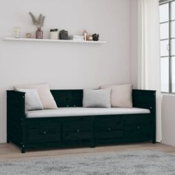 Berkfield Home Day Bed Black 90x200 cm Solid Wood Pine - thumbnail 4