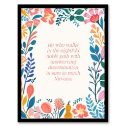 Artery8 Wall Art Print Sure to Reach Nirvana Buddhist Mindfulness Quote Floral Framed - Size: A4 - thumbnail 1