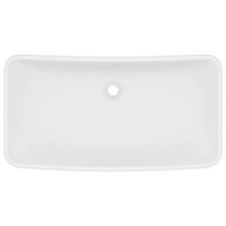 Berkfield Home Luxury Basin Rectangular Matt White 71x38 cm Ceramic - thumbnail 1