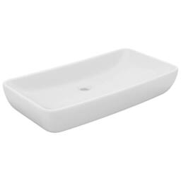 Berkfield Home Luxury Basin Rectangular Matt White 71x38 cm Ceramic - thumbnail 3