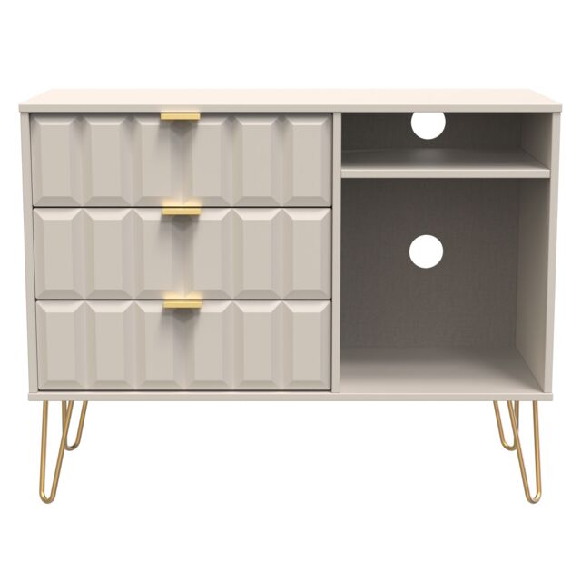 Ready Assembled 2 U Metro 3 Drawer TV Unit (Ready Assembled) in Taupe - image 1