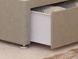 Somnior Austin Divan Bed Base with 2 Storage Drawers & Headboard Linen Fabric in Beige - Size: King - thumbnail 3