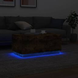 Berkfield Home Modern Coffee Table with LED Lights Smoked Oak 90x50x40 cm in Brown - Size: 90 x 50 x 40 cm - thumbnail 5