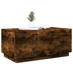 Berkfield Home Modern Coffee Table with LED Lights Smoked Oak 90x50x40 cm in Brown - Size: 90 x 50 x 40 cm - thumbnail 6