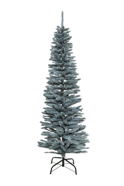 Shatchi Artificial Flocked Slim Christmas Frosty Green Pencil Tree Home Decorations with Pointed Tips & Metal Stand - Size: 6ft - image 1