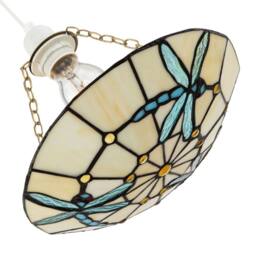 Happy Homewares Aqua Sky Blue & Emerald Green Dragonfly Tiffany Glass Pendant Shade - thumbnail 5