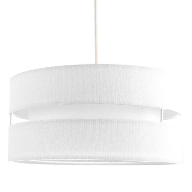 Happy Homewares Contemporary Linen Fabric Triple Tier Ceiling Pendant Light Shade in White - Size: 14 inches - image 1