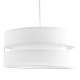 Happy Homewares Contemporary Linen Fabric Triple Tier Ceiling Pendant Light Shade in White - Size: 14 inches - thumbnail 1
