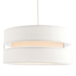 Happy Homewares Contemporary Linen Fabric Triple Tier Ceiling Pendant Light Shade in White - Size: 14 inches - thumbnail 2