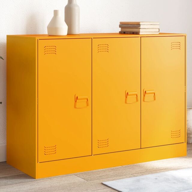 Berkfield Home Sideboard Mustard Yellow 99x39x73 cm Steel - Size: 99 x 39 x 73 cm - image 1