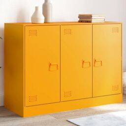 Berkfield Home Sideboard Mustard Yellow 99x39x73 cm Steel - Size: 99 x 39 x 73 cm