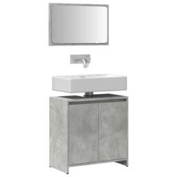 Berkfield Home 2 Piece Bathroom Furniture Set Concrete Grey Engineered Wood - thumbnail 2