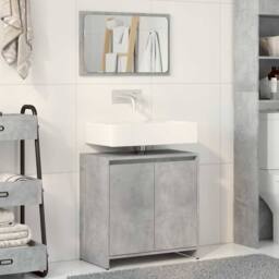 Berkfield Home 2 Piece Bathroom Furniture Set Concrete Grey Engineered Wood - thumbnail 3